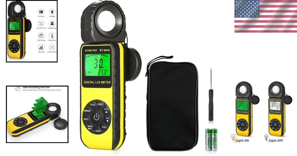 Wide Range Lux Meter with Rotatable Sensor - Perfect for Indoor Plants & More