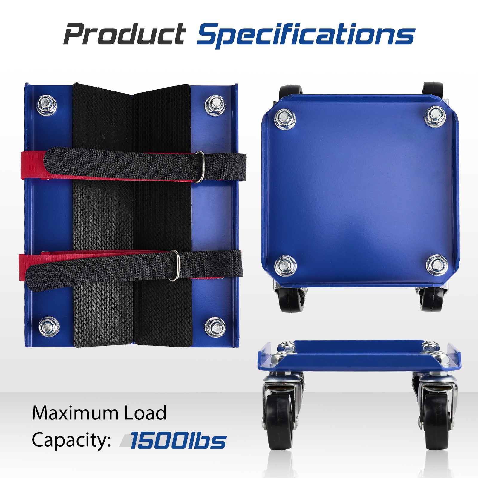 3PCS Snowmobile Dolly System Set 1500 Lbs +12 Wheels Blue