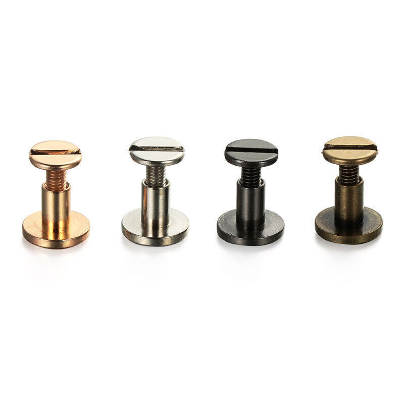 Flat Belt Screw Leather Craft Chicago Nail Brass Solid Rivet Stud Heads USA
