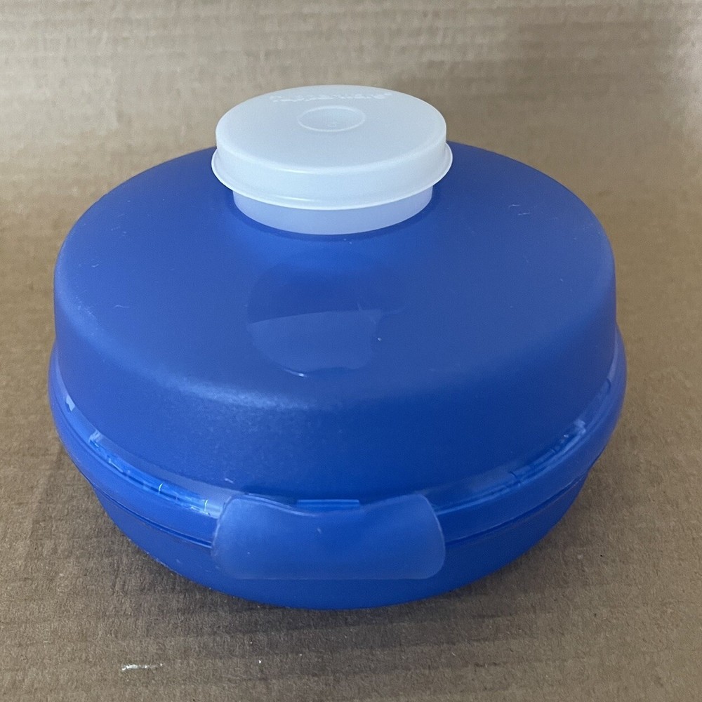 Tupperware Bagel Keeper Salad Sandwich Snack Container Blue #4440 + Mini Smidget