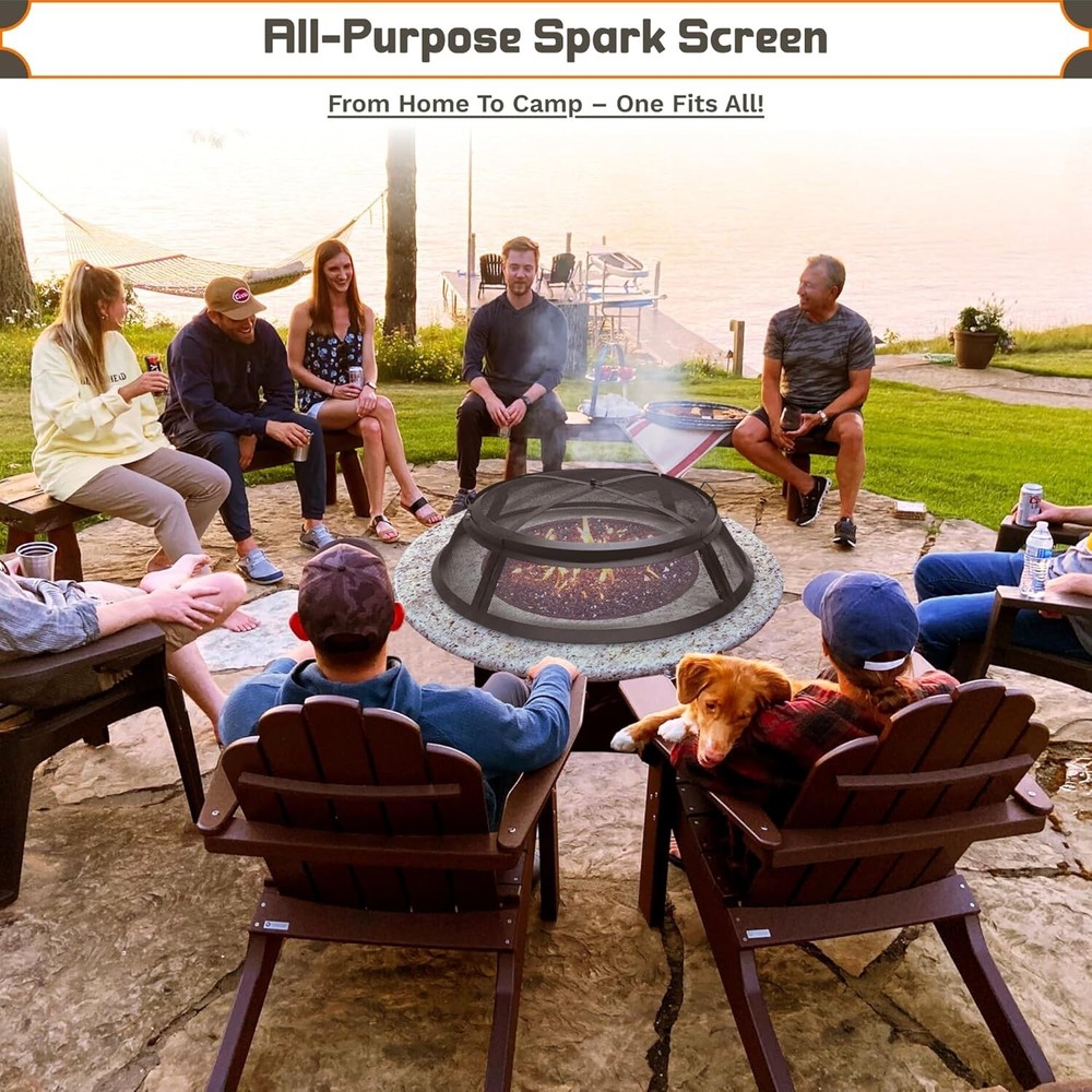 FEBTECH 36" Fire Pit Screen Round for Outdoor Fire Pits & Fire Pit Insert Liner