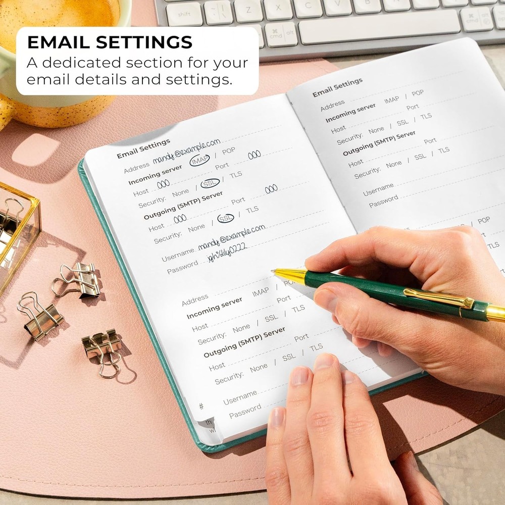 Medium Password Organizer with Elastic Closure & Pen Holder | Secure Management