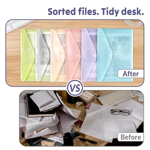 Pack Plastic Envelopes, Folders for Document for A4 Letter Size, Poly File 24