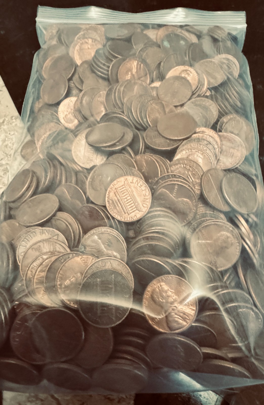 1,000 Pre-1982 Copper Pennies, 95% Copper, 6.86 POUNDS, Unsorted, Circulated