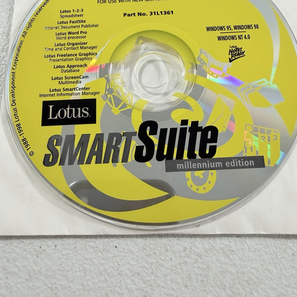 Lotus SmartSuite Millennium Edition Software CD Windows 7/XP/2000/98