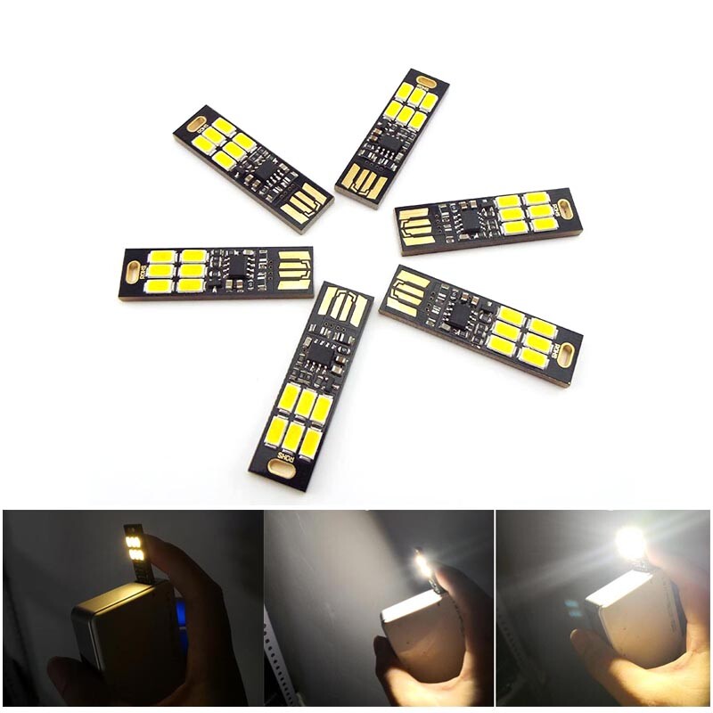 Portable 6-LED USB Power Night Light 1W 5V Touch Dimmer Function Warm Light Lamp