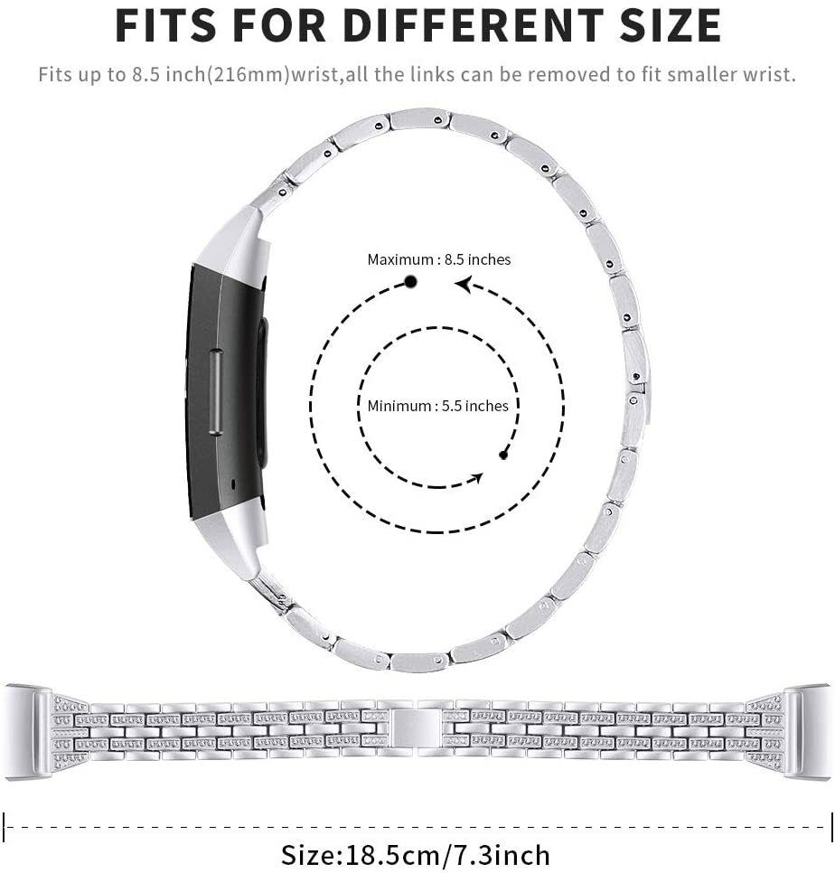 JOYOZY Slim Bling Bands Compatible w/ Fitbit Charge Bracelet Wrist Tracker Links