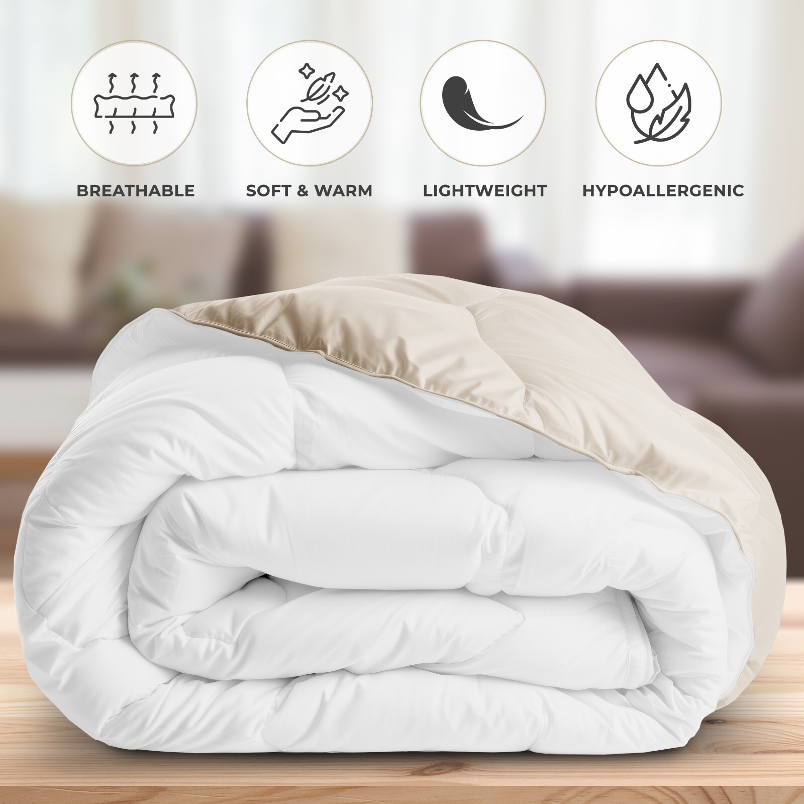 3PC Reversible Comforter Set Quilted Down Alternative All Season Comforter