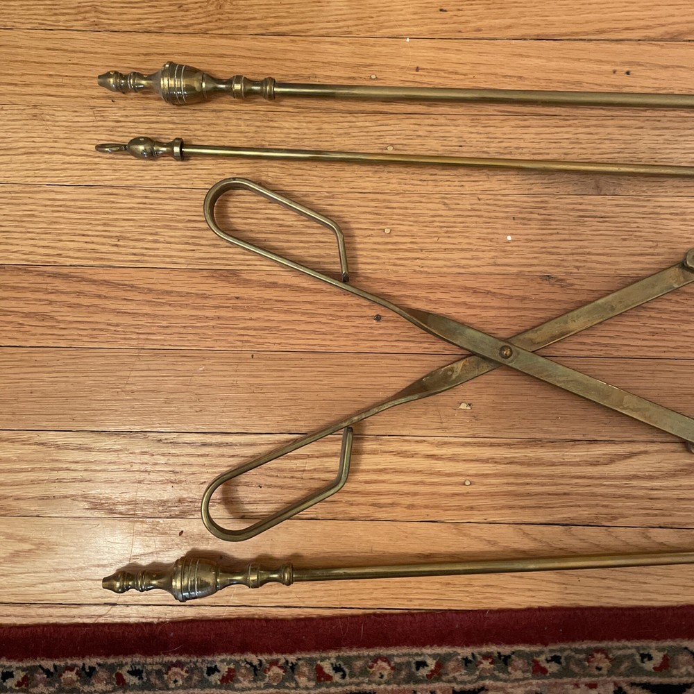 Brass Fireplace Tool Set Five Pieces