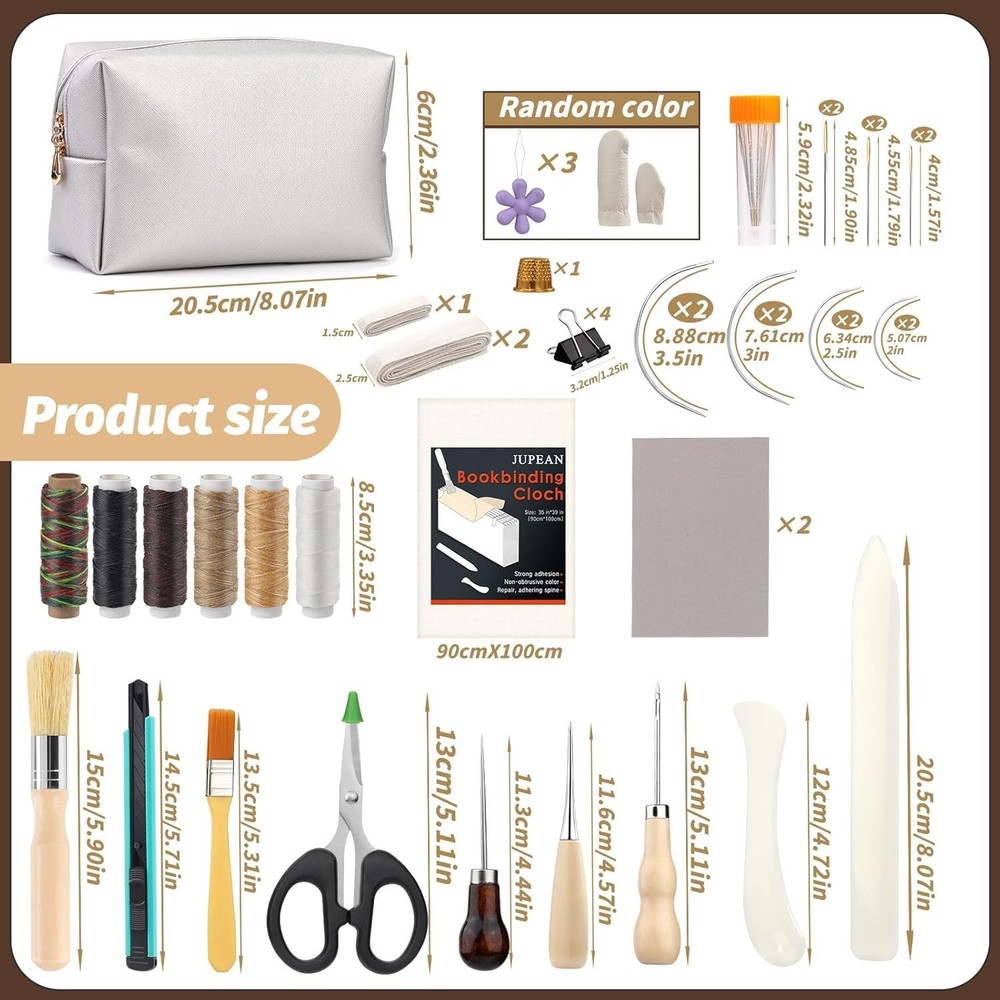 Classic Bookbinding Kit Featuring Press, Needles, and Various Binding Materials