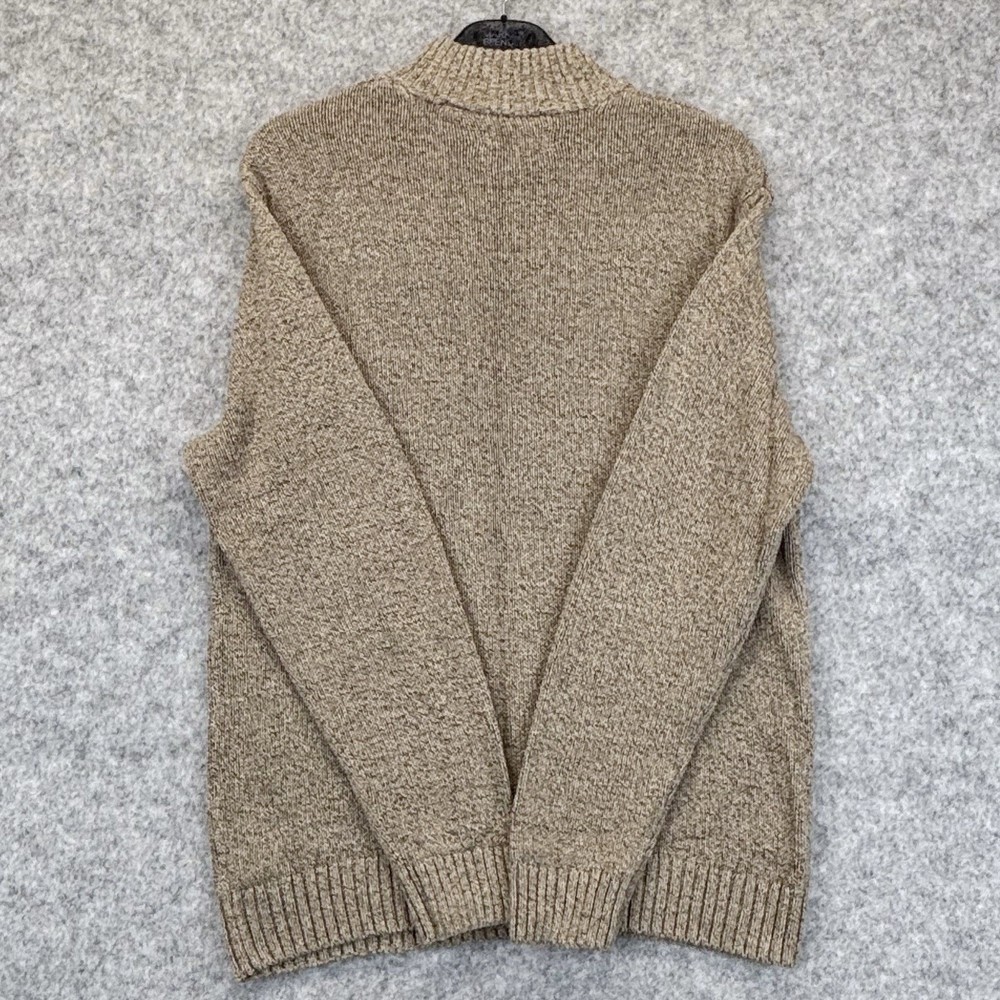 Chaps jumper size large mens button neck oatmeal brown Pullover Elbow Patch