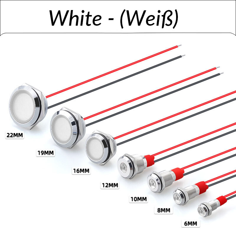 8/12/16/19/22mm Waterproof IP67 Metal LED Indicator Pilot Dash Light Panel Lamp