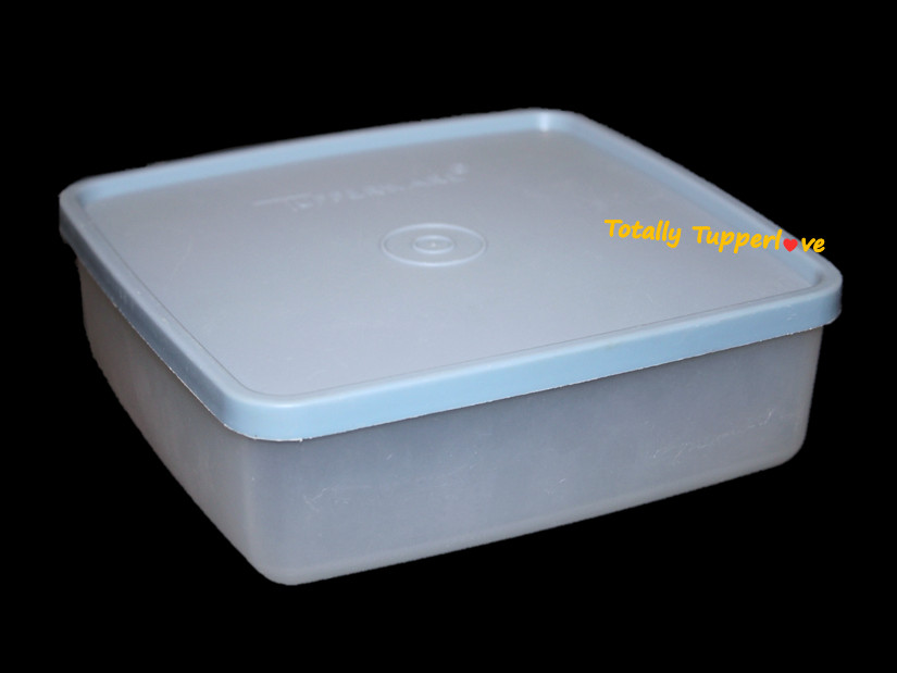 Tupperware Square Aways Keeper Large Single Square Round Country Blue EUC ❤️