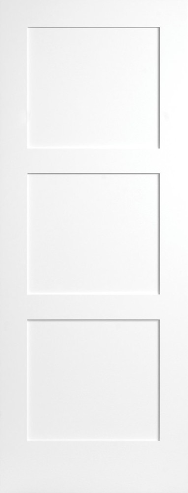 Global One - Primed 3 Panel Flat Mission Stile & Rail Solid Core Interior Doors