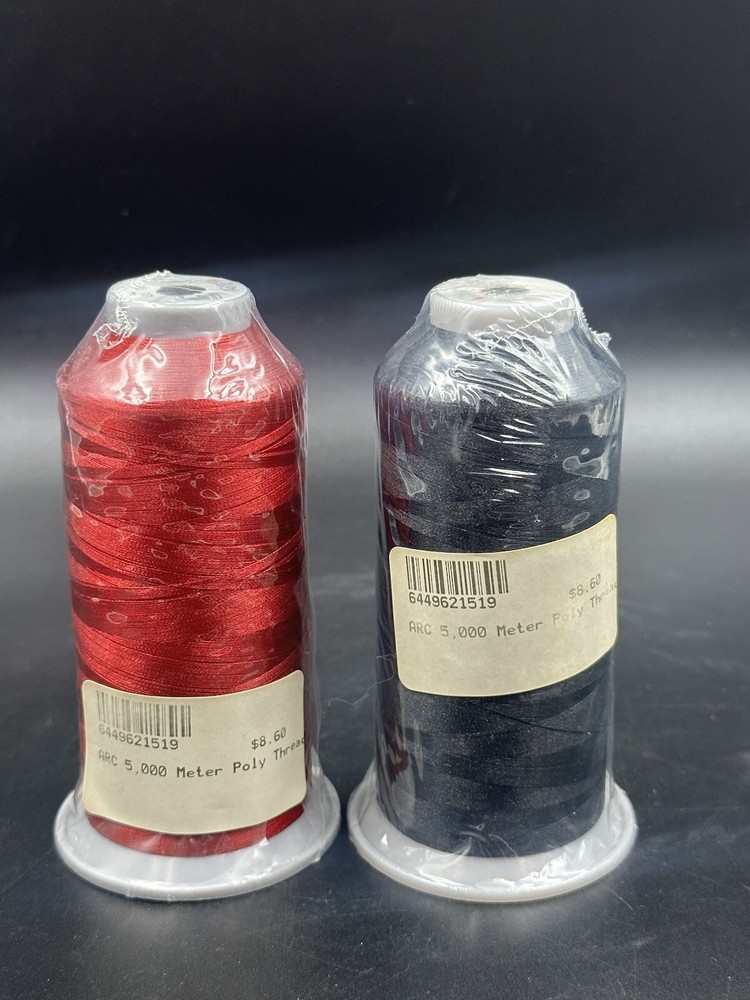 2-ARC 100% Polyester Embroidery Machine Thread  (40wt- 5000M)  Red And Black
