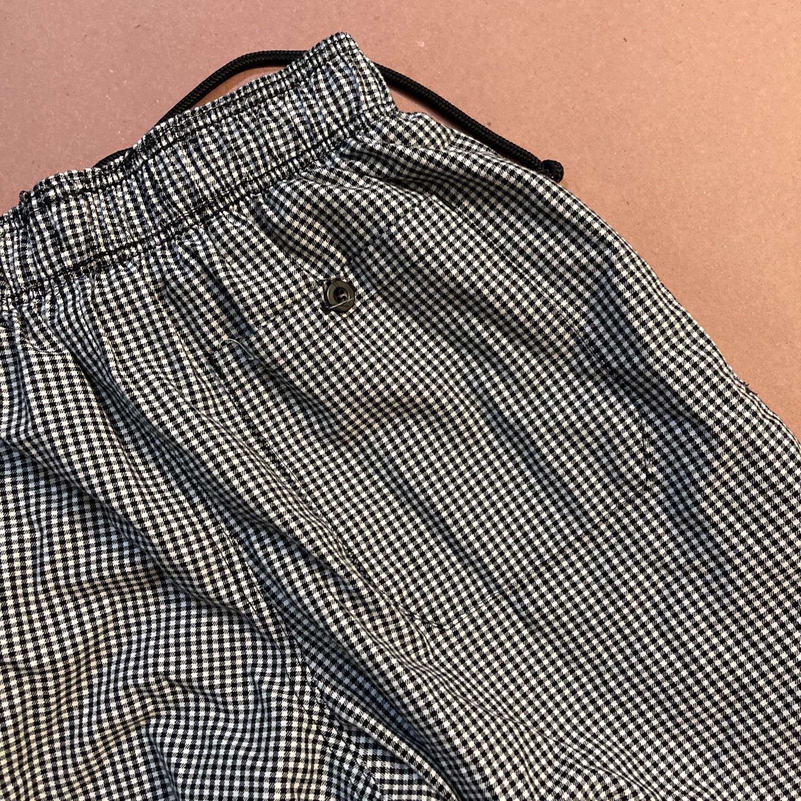 CHEF WORKS BLACK & WHITE CHECKERED DRAWSTRING PANTS SIZE SMALL