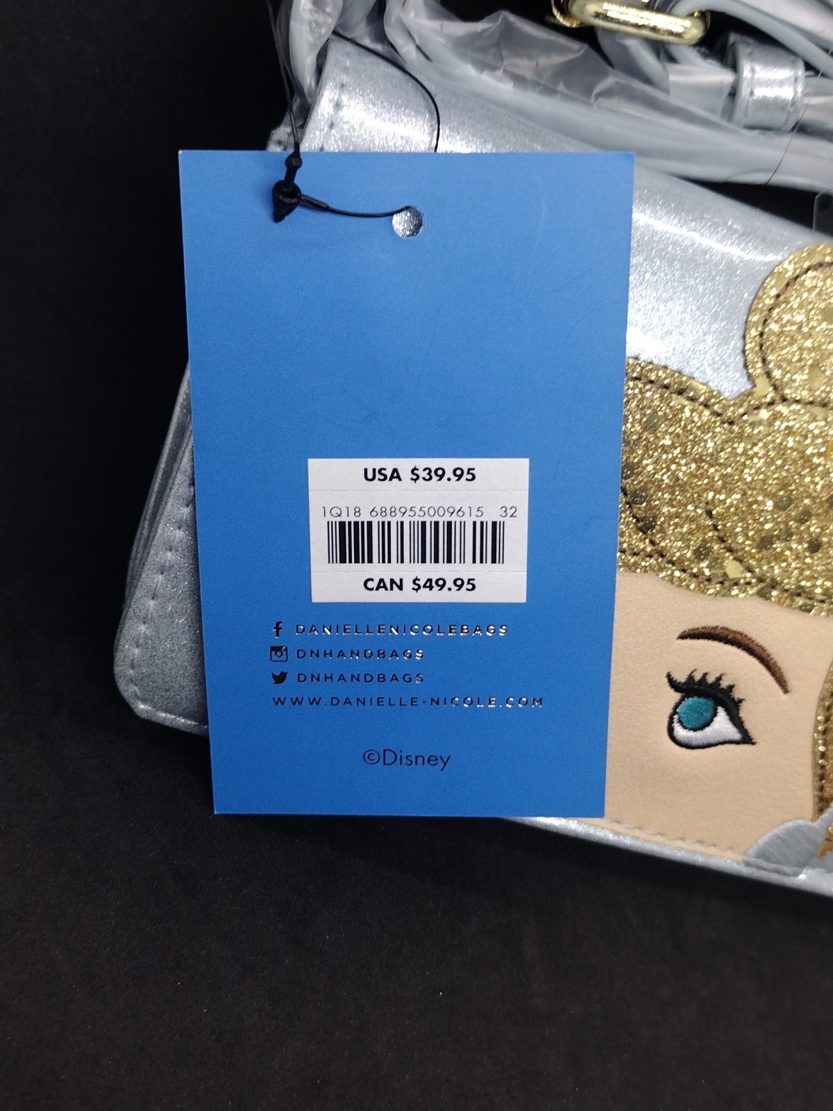 Disney Cinderella Phone Crossbody Bag Purse Danielle Nicole Blue glitter