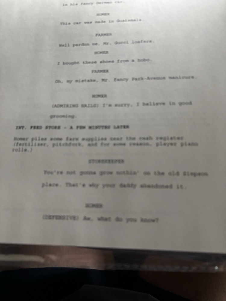 The Simpsons Original Production Script AABF19 E-I-E-I-(Annoyed Grunt)