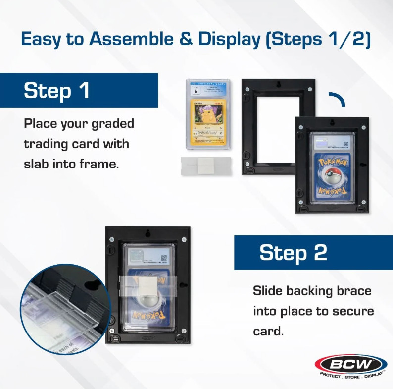 BCW (New) Black Interlocking Graded Card Frame - 4 Pack Wall Mount Display