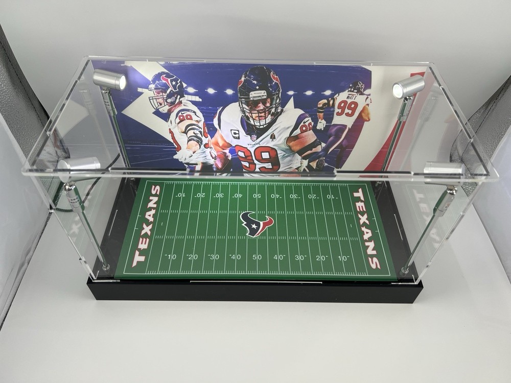 JJ Watt - Texans - Custom 2 Mini Helmet Display Case W/ LED Lights