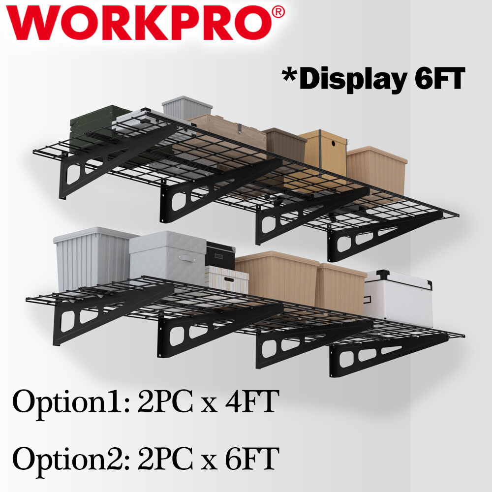 WORKPRO 2-Pack 2 X 4FT/6FT Garage Wall Shelving Heavy Duty Wall Mounted Shelving