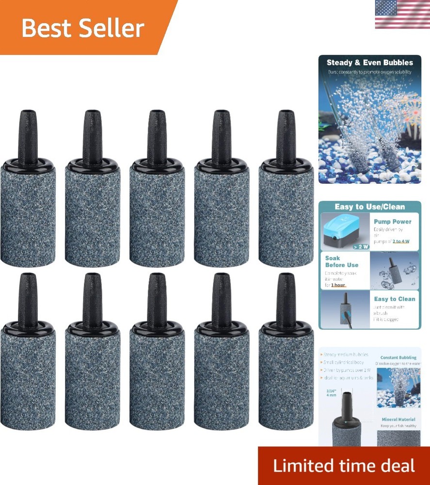 Efficient 1-Inch Air Stone Diffusers - 10 Pack for Small Fish Tanks and Buckets