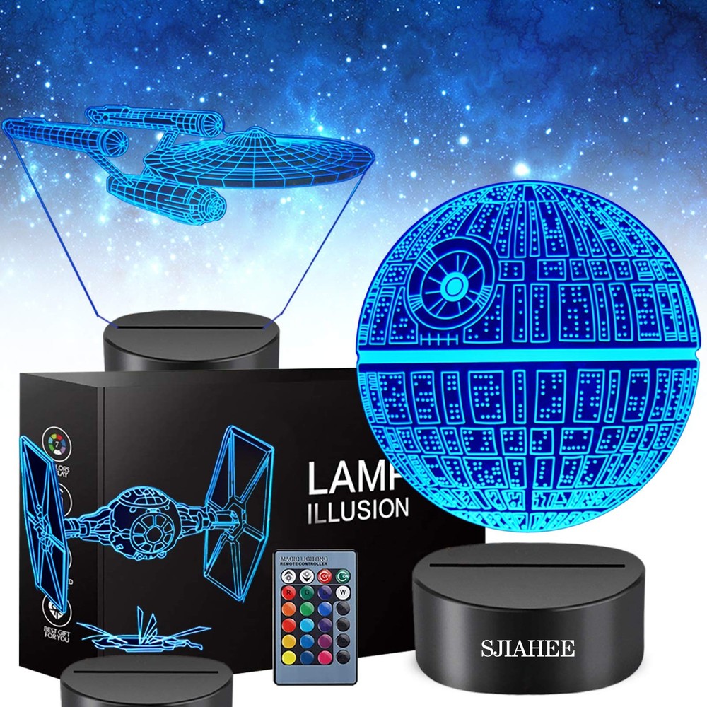 3D Star Wars Lamp -3 Patterns Night Light with Timing Remote Control and 16 C...