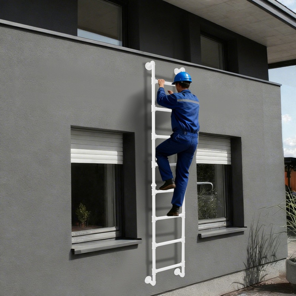 8 Steps Ladder 95.67" H Multi-function Wall-mounted Stairs Bunk Bed Loft Attic