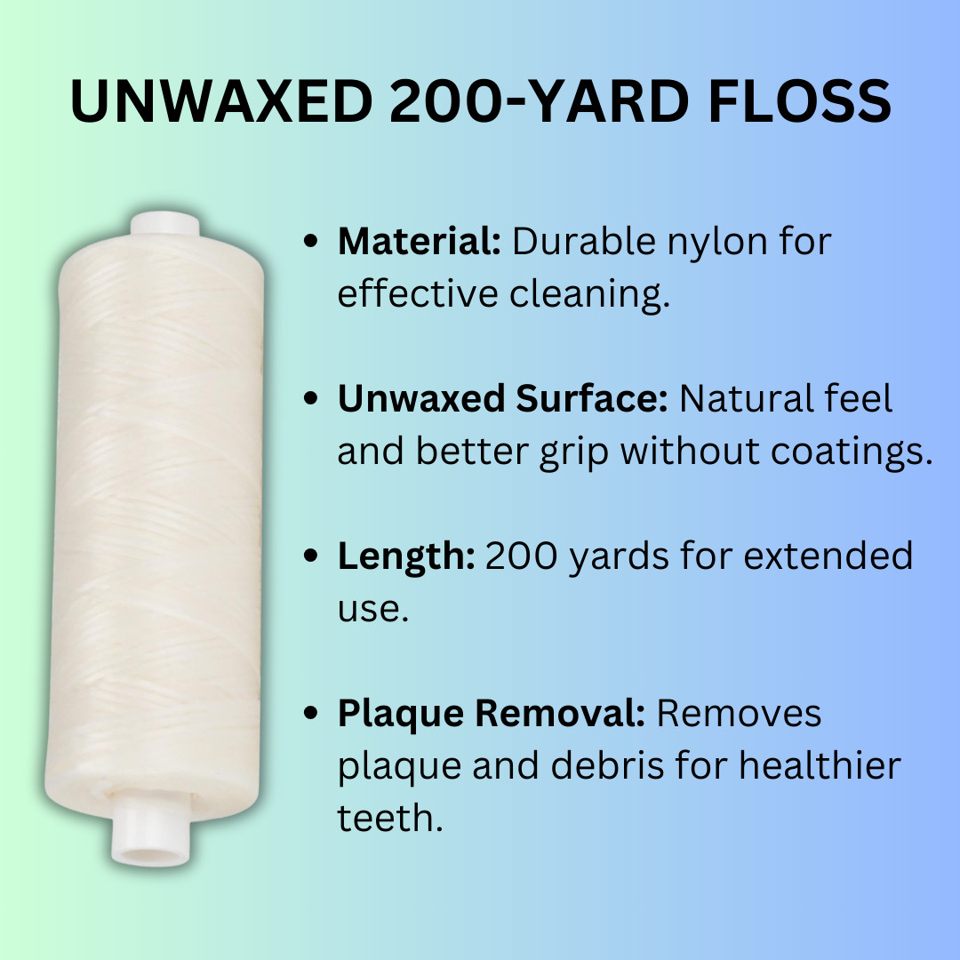 5/PK Unwaxed Dental Floss Spool Refill 200-Yards Each with Translucent Dispenser