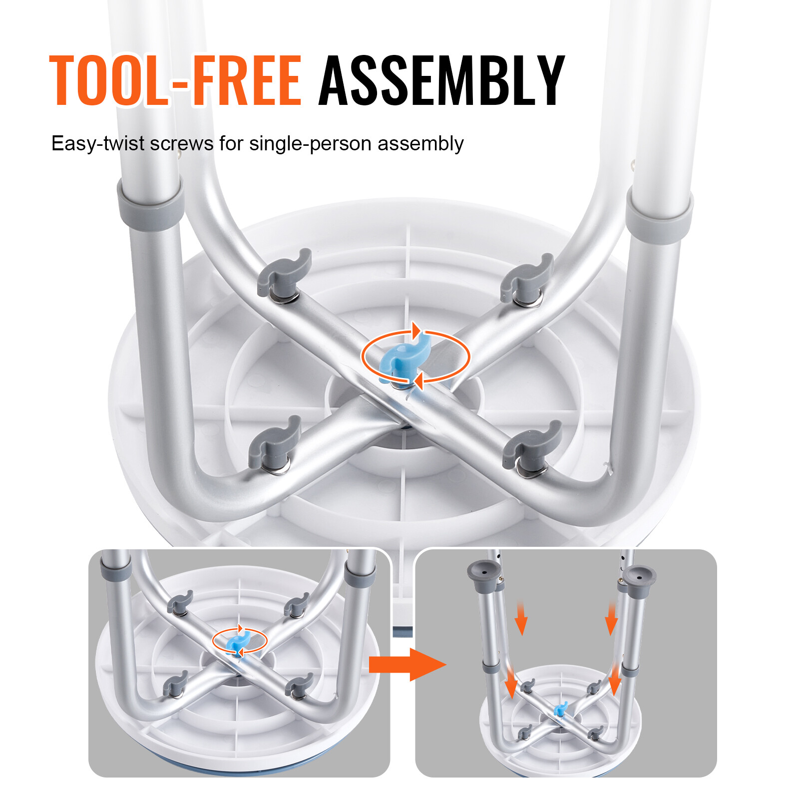 VEVOR Rotating Shower Chair Bath Seat Stool Adjustable Height