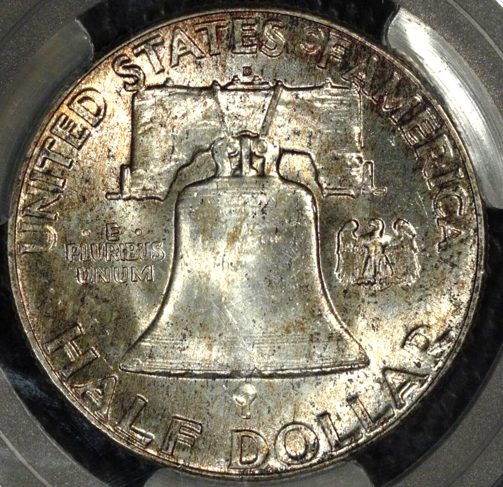 1948-D Franklin Half  Dollar, PCGS MS 65FBL, Toned reverse