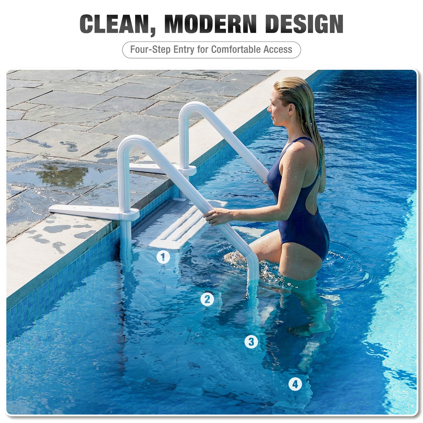 Pool Ladder above Ground, Heavy Duty 4-Step Pool Ladder with Dual Handrails