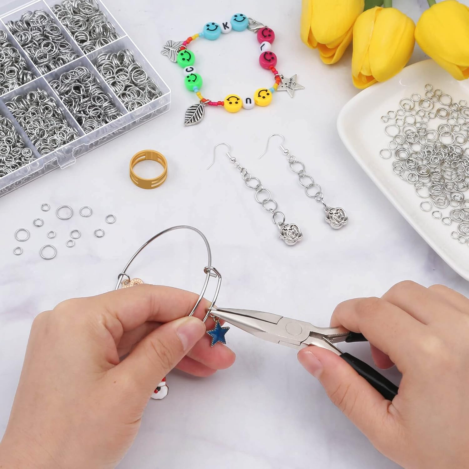 4600 Pcs Stainless Steel Open Jump Rings for Jewelry Making DIY Crafts Necklaces