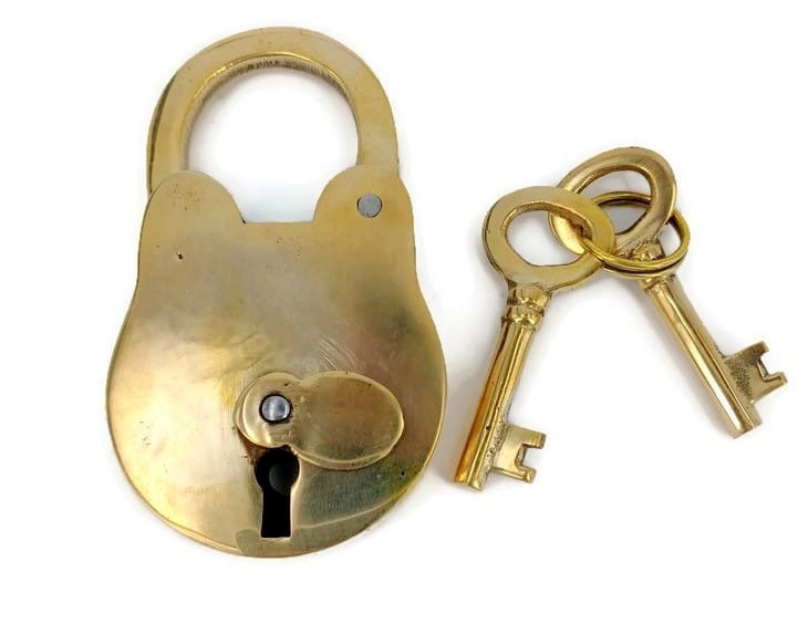 Vintage style PADLOCK & Keys Solid Brass Antique style Lock pair hand made