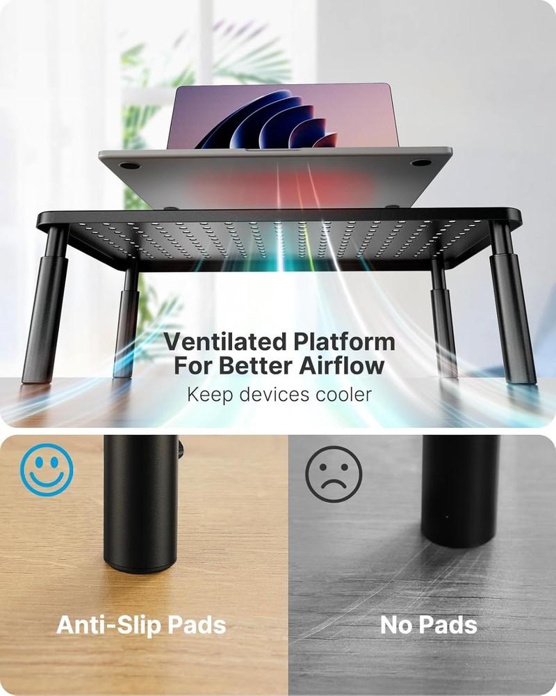 Efficient Desktop Organizer with Anti-Slip Base - Adjustable Height for Comfort