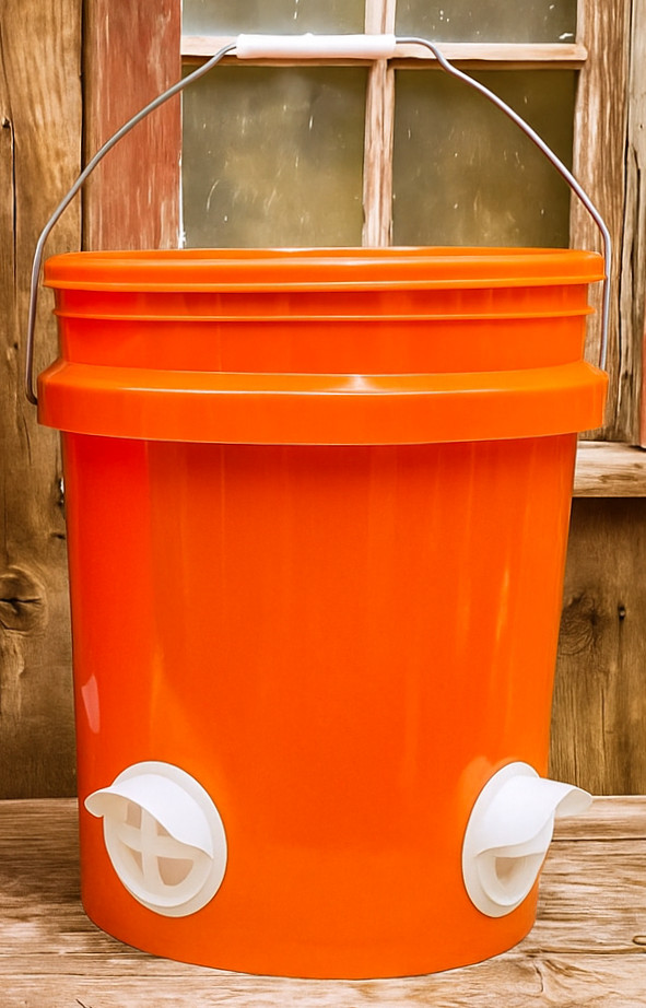 Automatic Gravity Chicken Feeder for Chickens/Poultry (Orange, 5-Gal)