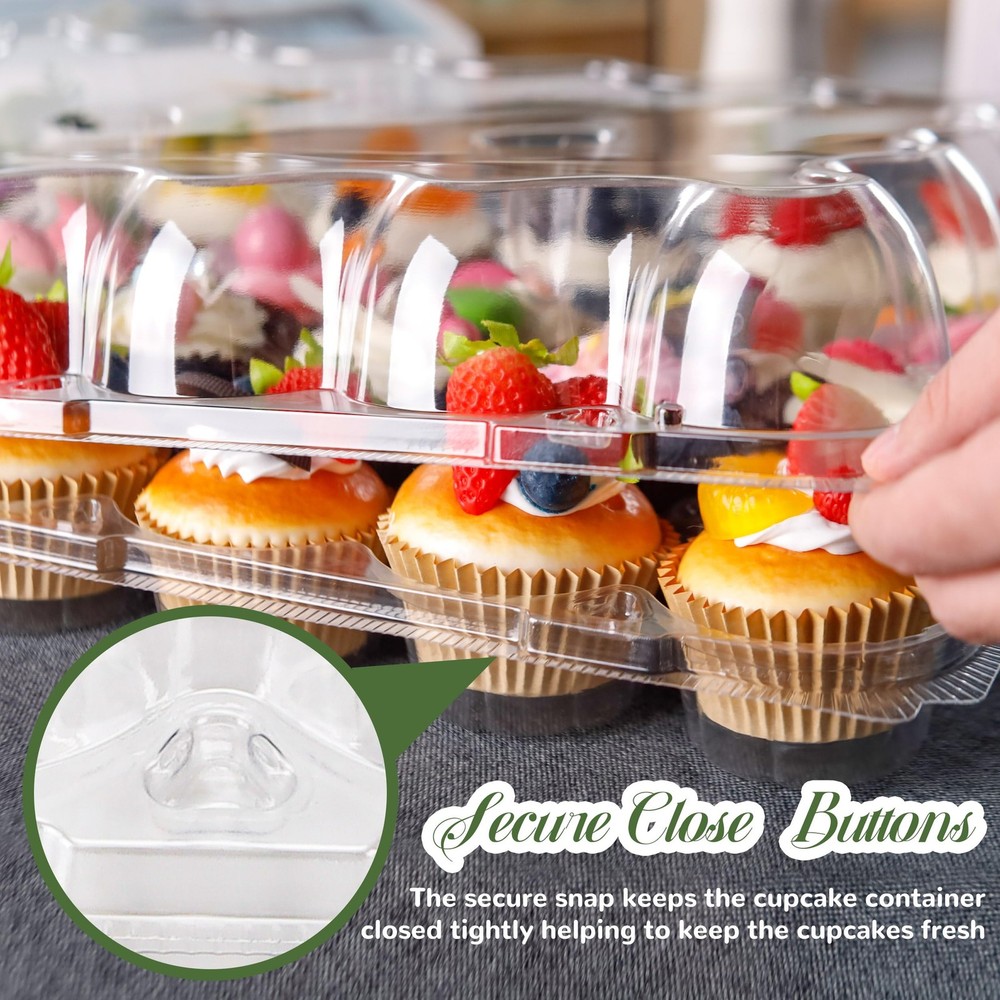 24 Count Cupcake Containers 10 Pack Cupcake Holders Plastic Stackable Cupcake Bo