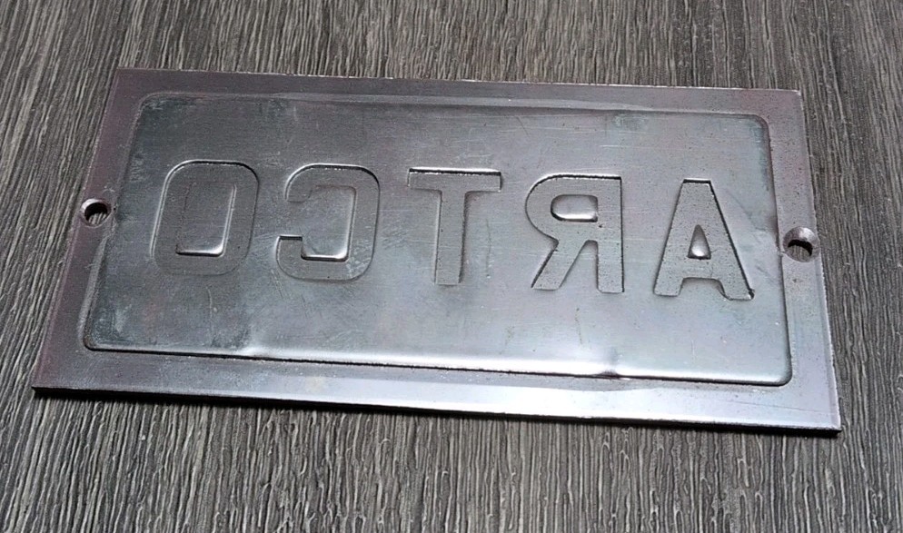 Vintage ARTCO Cast Aluminum Machine Nameplate Industrial Tool Tags...