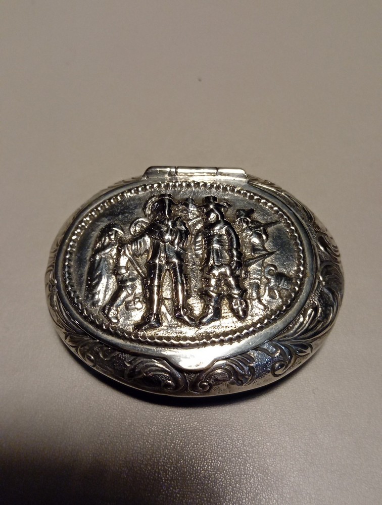 Solid Silver Dutch Snuff Box 19th Century Repousse Work Hallmarks.