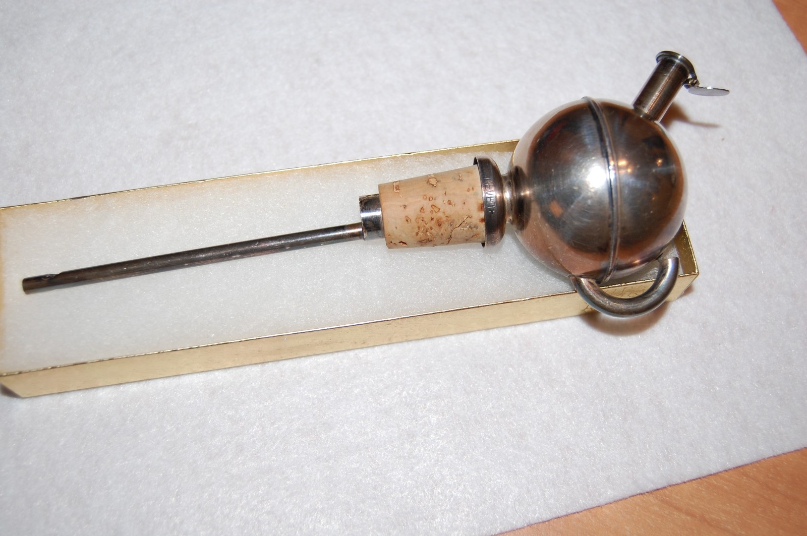 ANTIQUE FRENCH ART DECO IDEAL BREVETTE POURER SPOUT SILVER METAL BAR 1920-30'S