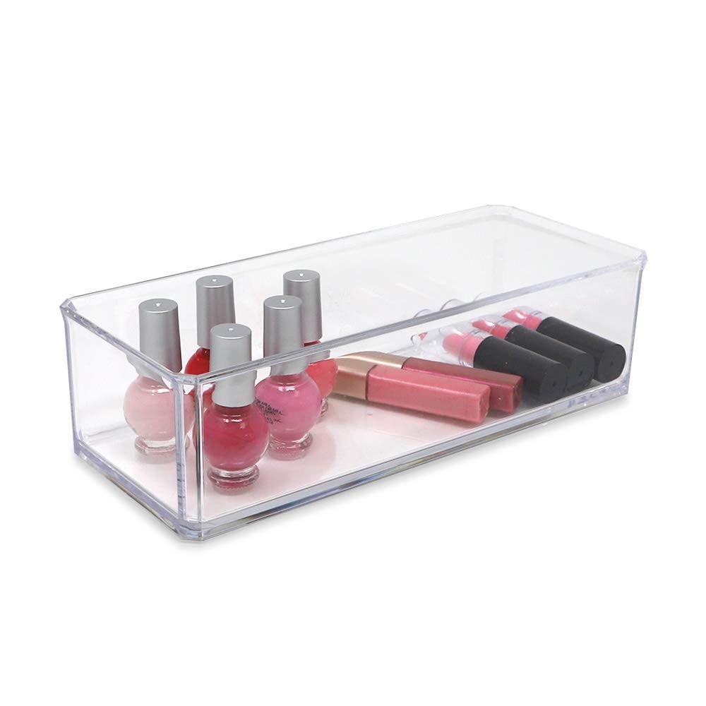 Isaac Jacobs Clear Acrylic Rectangular Stackable Storage Organizer, 9L x 3.5W...