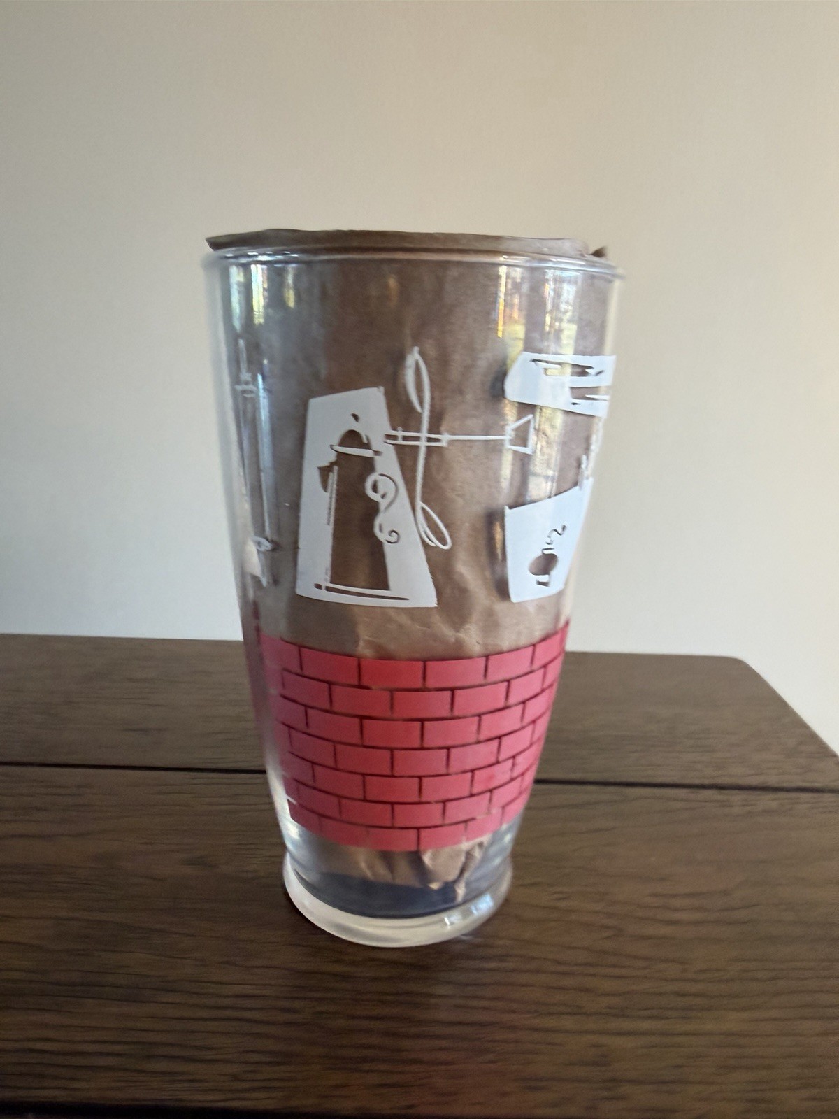 Vtg Libbey LARGE Iced Tea Glass, 32 Ounce Retro Mod Tumbler Red White