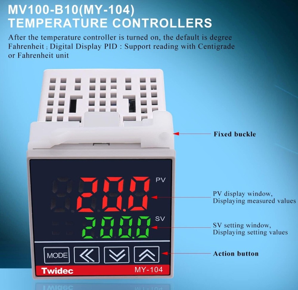 Twidec MV100-B10 Digital Display PID Temperature Controllers Thermostat Regulato
