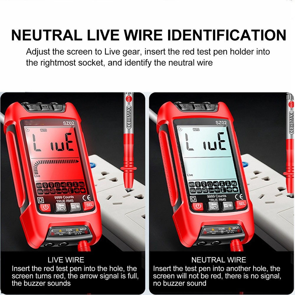 Digital Multimeter Anti Burning Automatic LCD Backlit NCV Volt Amp Meter FEI