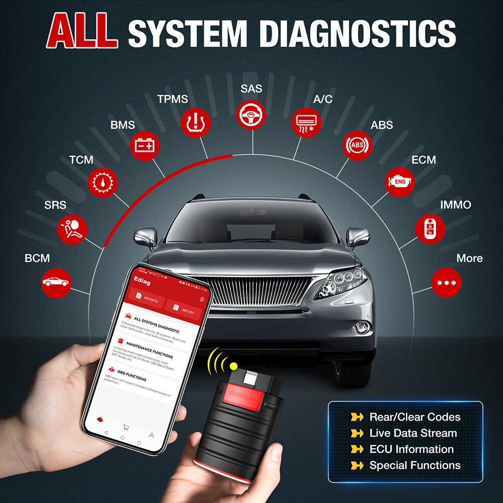 Kingbolen Ediag Bidirectional All System Scanner Car Diagnostic Tool Key Coding