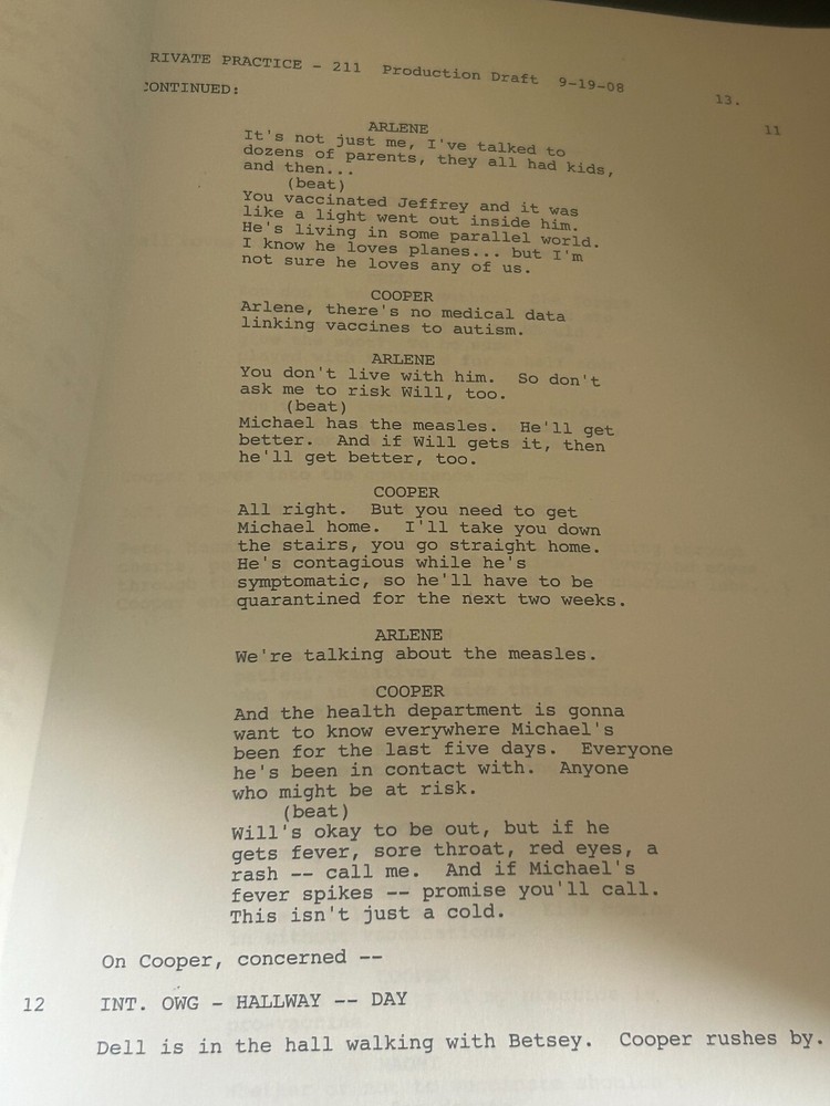 ORIGINAL SCRIPT PRIVATE PRACTICE CONTAMINATION KATE WALSH TIM DALY