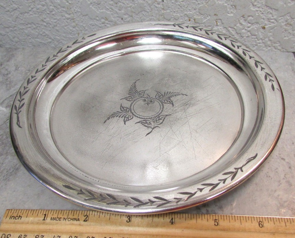 vintage Warren Silver plate co Quadruple plate 8 inch #804 plate dish platter