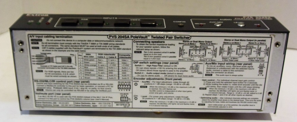 Extron PVS-204SA PoleVault Twisted Pair Switch