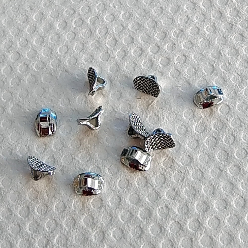 10Pks Dental Orthodontic Direct Bond Eyelet Rectangular Mesh Base Lingual Button