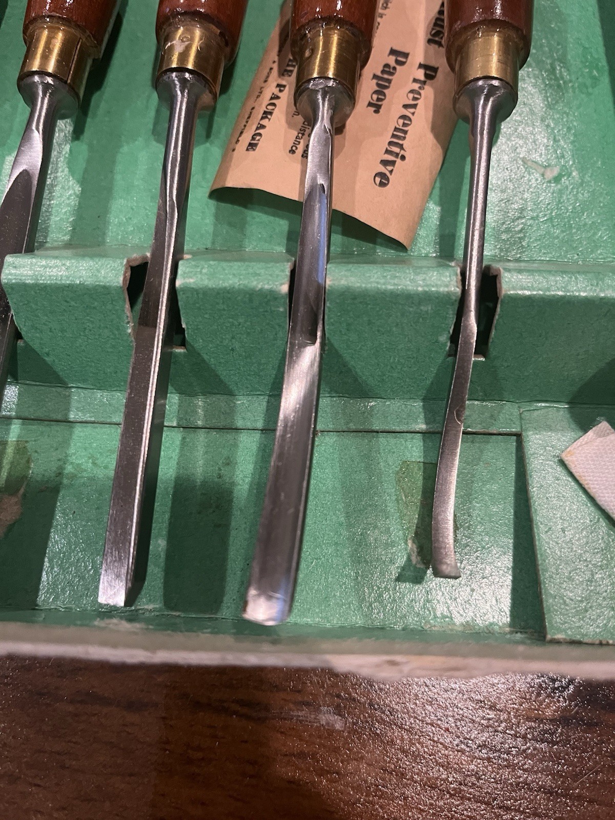 Marples Vintage Carving Chisels Box Bottom Only, Used Set